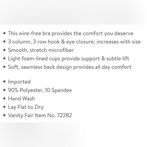 NWT Vanity Fair Women's Beyond Comfort Full Coverage Wirefree Bra Style 72282 40 - Picture 6 of 13